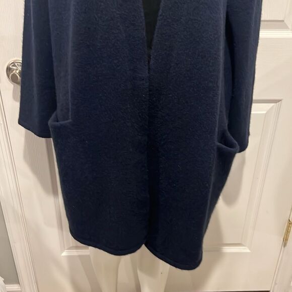 Jenni Kayne navy oversized cozy open front sweater coat yak merino blend - Picture 6 of 11